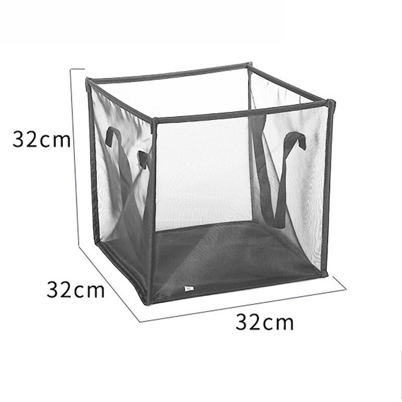 Dirty Laundry Clothes Basket Foldable Fabric Grid Household Clothes Storage Large Capacity Bathroom Finishing Storage Basket Bag: Gray Small box