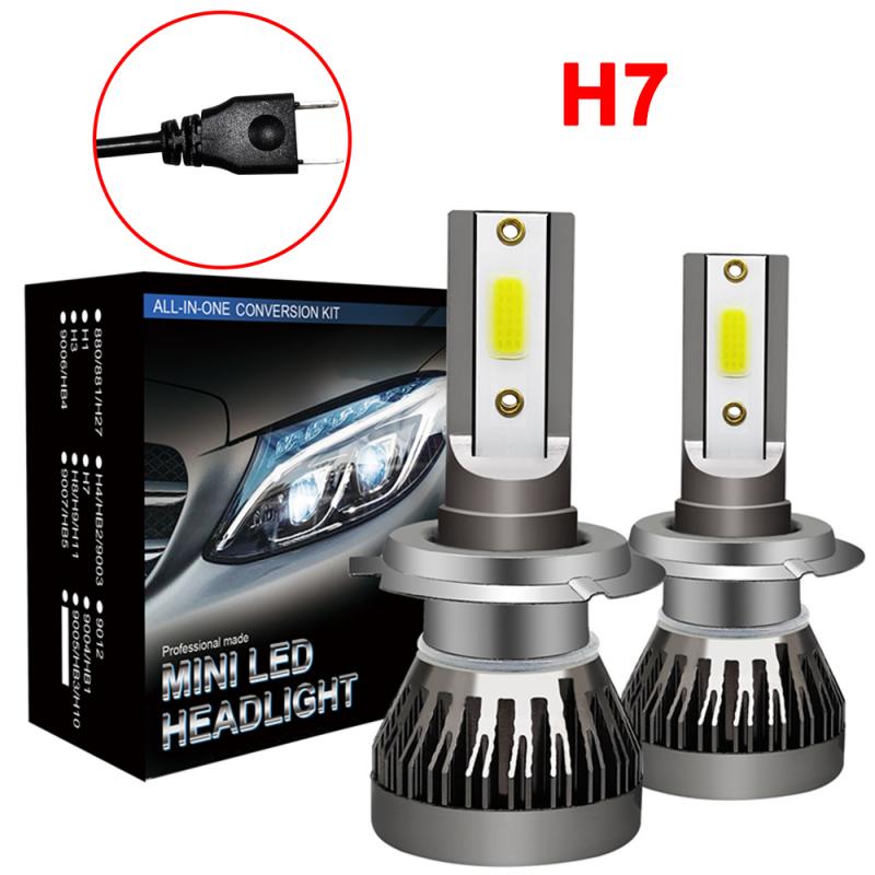 2Pcs H7 Led Gloeilampglas Kit Mini 90 6000K 12000LM 12-32V Wit Super Heldere Mist licht Koplamp Lampen Auto Licht