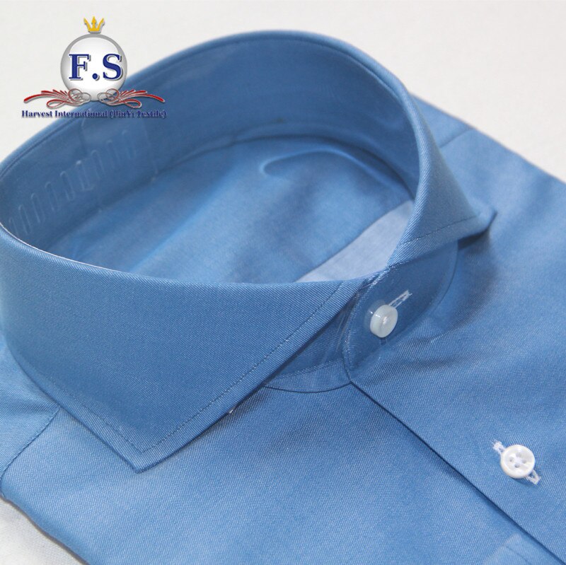 Dostosowane dżinsowa cutaway kołnierz mężczyźni sukienka koszula z długim rękawem