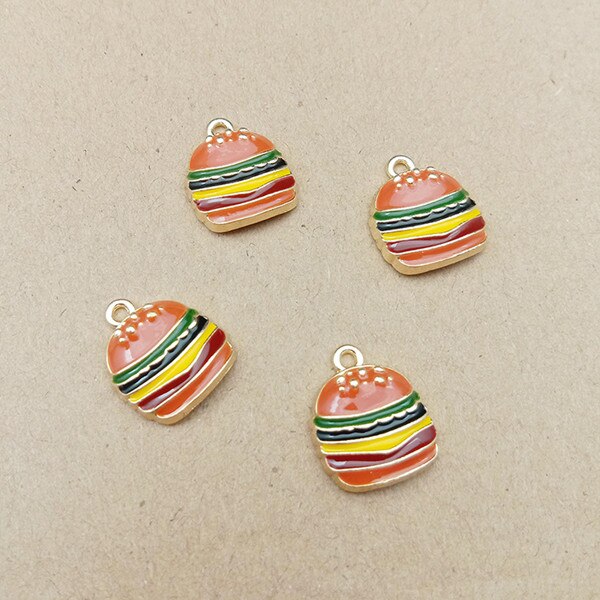 10pcs enamel hamburger charms chips charm for jewelry making and crafting earring charm pendant: hamburger