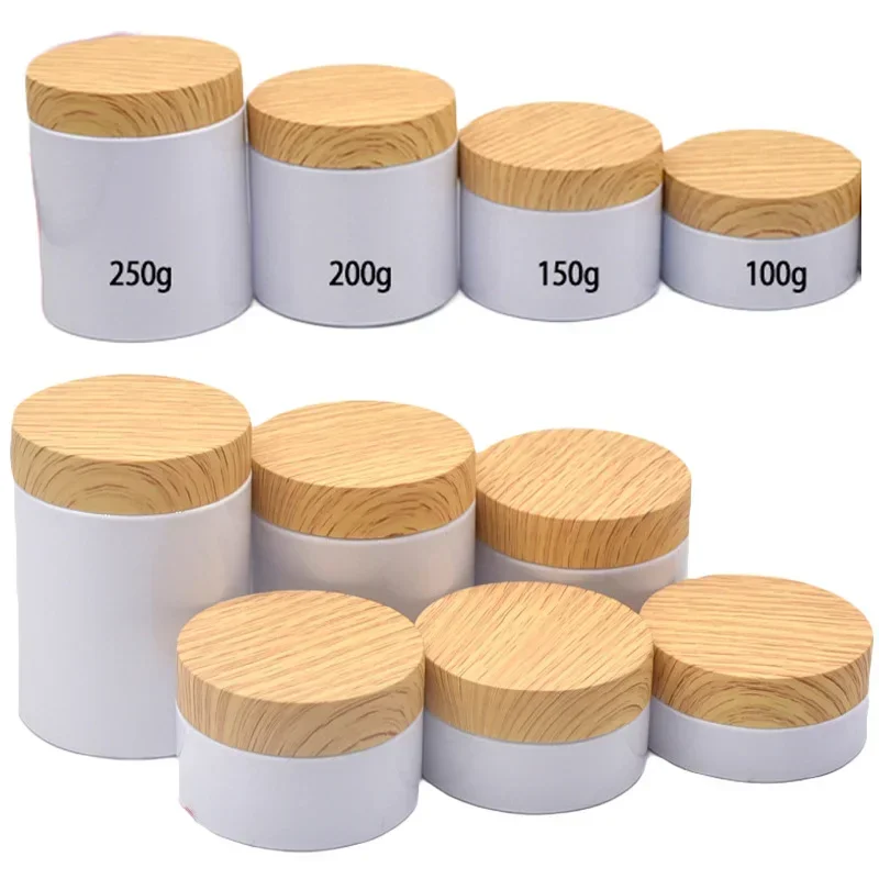 30 Stücke 100/120/150/200/250g Haustier Leere Kunststoffdose Nachahmung Holzmaserung Deckel Gesichtscreme Kosmetikbehälter Wiederverwendbare Nachfüllbare Gläser: S / violett