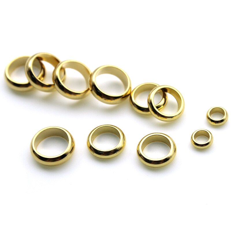 50pcs/lot Stainless Steel Gold Big Hole Bead Loose Spacer Beads for DIY Jewelry Making fits Spacer Ring Charm Beads Accessories