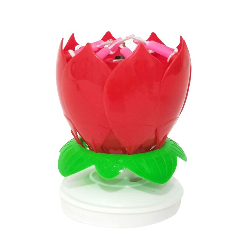 Music Birthday Cake Candles Lotus Flower Festival Decorative Music Party Decor: 8 Candles-Red
