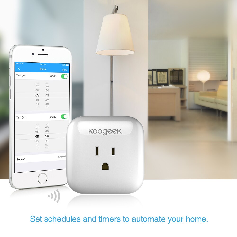 Koogeek wi-fi smart stik stemmestyring til apple homekit alexa google assistent timer energiovervågning ingen hub påkrævet os stik