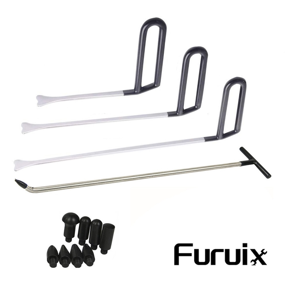 Furuix PDR Dent Removal Rods Tools Dent Repair Kit Rod Whale Tail tap down with R1 push hooks