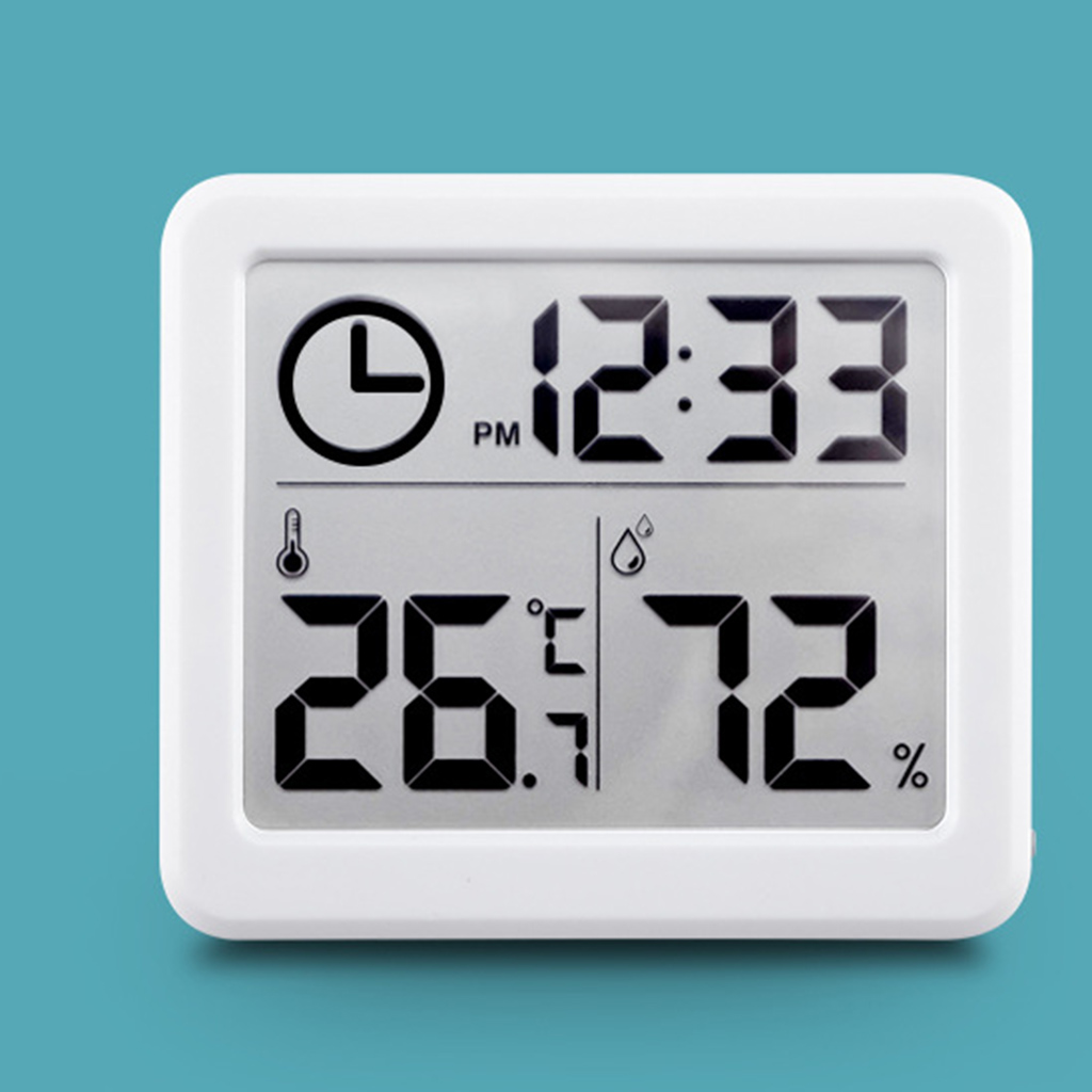 Compact Indoor Desktop Digital Clock Easy to Read Thermometers Hygrometer
