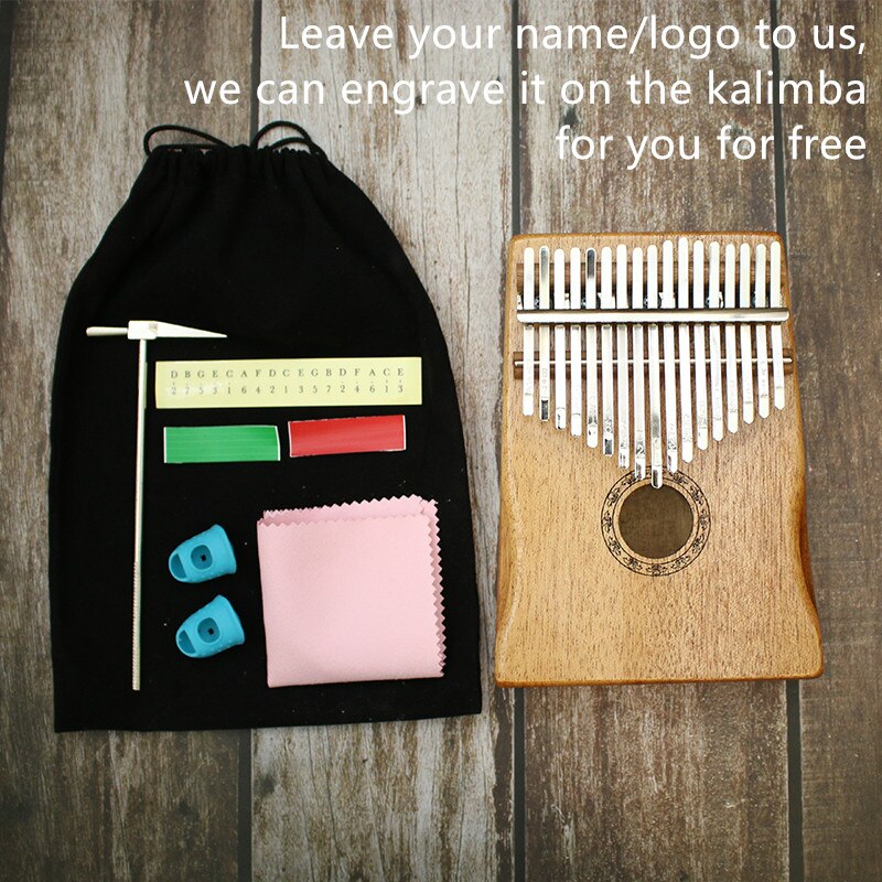 17 Key Kalimba African solid Mahogany Thumb Finger Piano Sanza 17 keys Solid Wood Kalimba Mbira Thumb