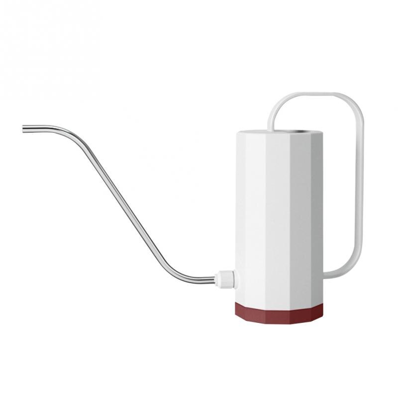 Regadera cilíndrica de 1,2 L para flores de bonsái, herramienta de riego para plantas con mango de boca larga, herramientas de jardinería: Blanco