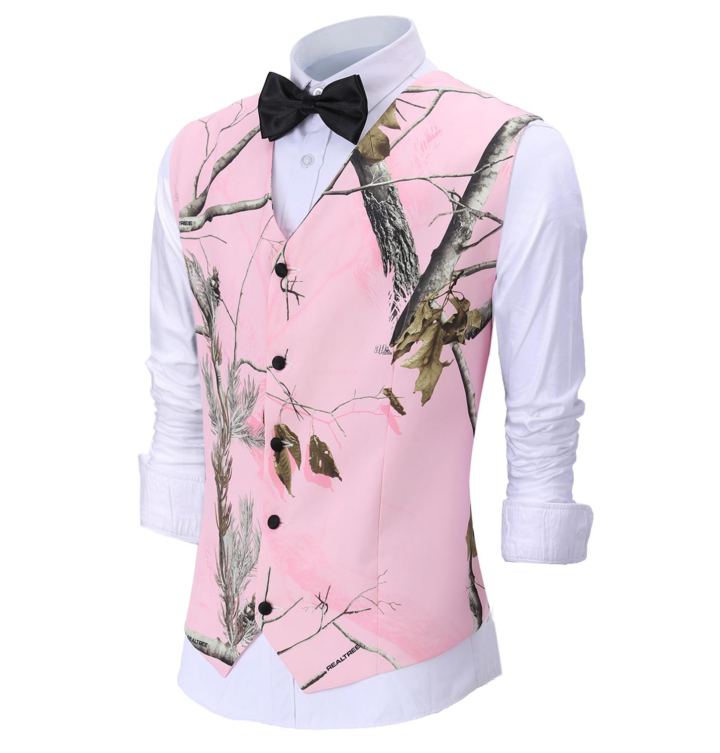 Mannen Gedrukt Vest Roze Casual Patterned Vest Zomer Dunne Suits Vest V-hals Jas Voor Party