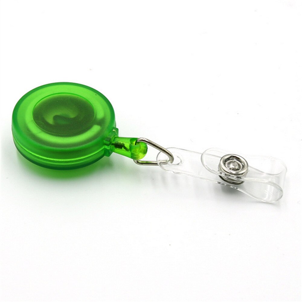 Matte Retractable Pull Badge ID Lanyard Name Tag Card Badge Holder Reels Key Ring Chain Clips School student office: green