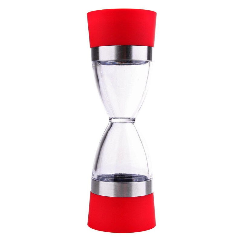 2 in 1 Shape Dual Salt Pepper Mill Spice Grinder Pepper for Kitchen Cooking Tools Easy to Clean: RED Manually