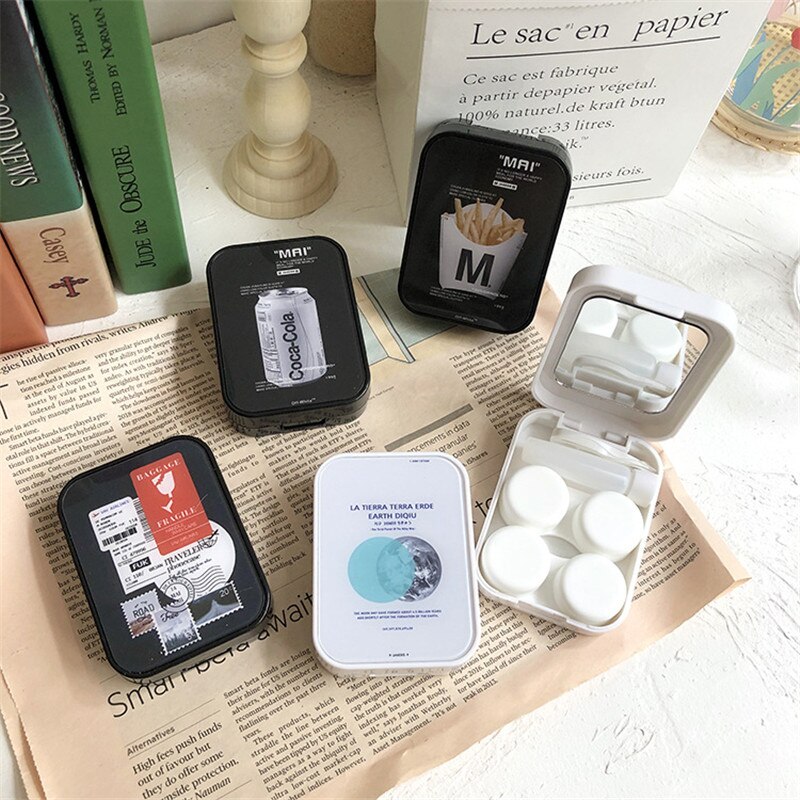 2 double boxes INS contact lens case with mirror beauty lens case contact lens storage box