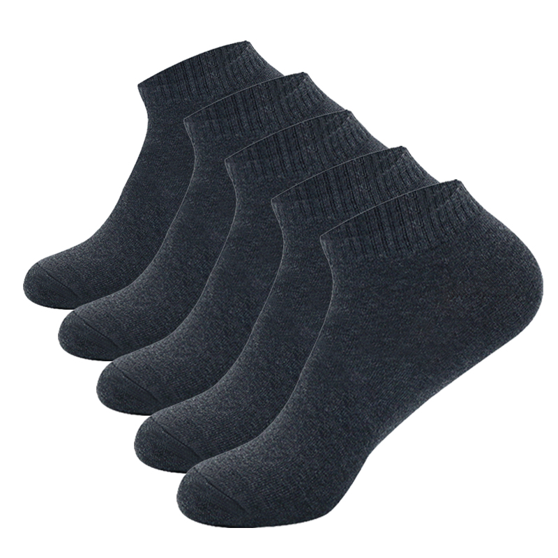 5 Paar Low Cut Heren Sokken - Ademend Katoen Enkelsokken - Zakelijk Sport Casual: Ik / Grijs