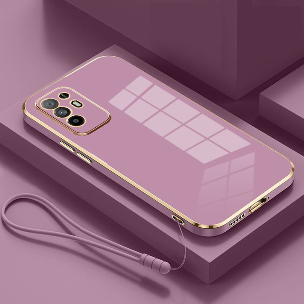For oppo A94 5G Case OPPO Reno5z Reno 6z F19 ProPlus Luxury Square Plating Phone Case CPH2211 CPH2211 Shockproof Back Cover case: Cotton Fabric / Brown