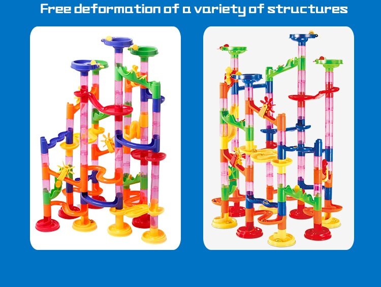 105 stücke DIY Bau Marmor Rennen Lauf Labyrinth Bälle Stengel Lernen Spielzeug Labyrinth Kugeln Spur Bausteine Pädagogisches