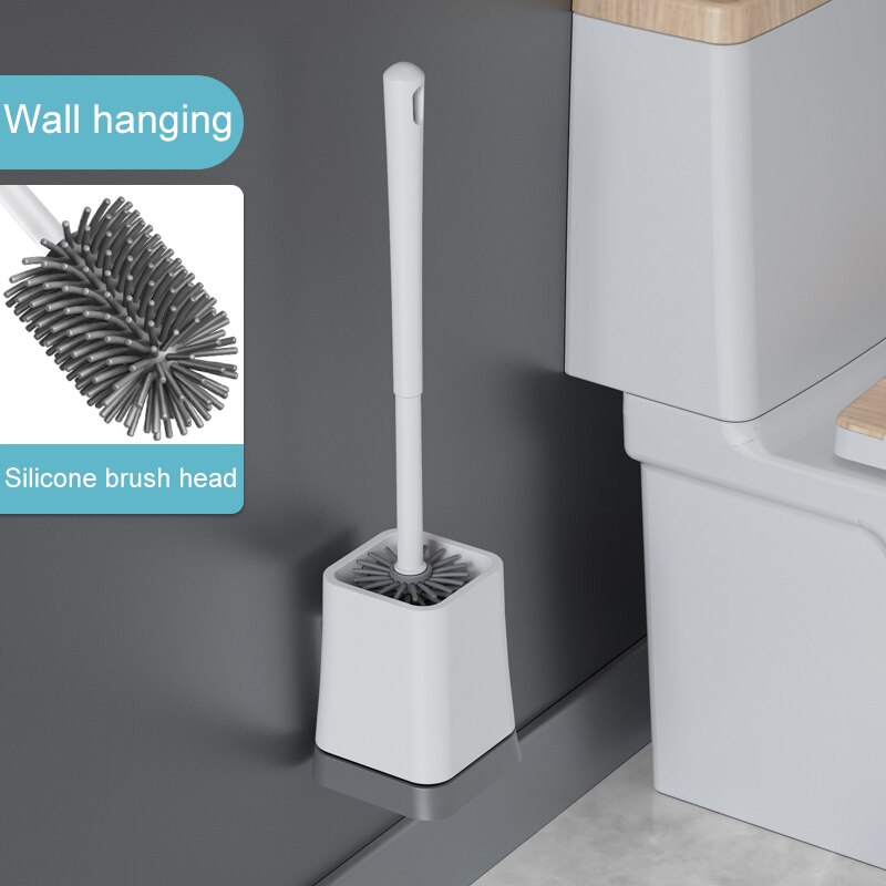 GESEW TPR Toilet Brush For Bathroom Drainable Cleaning Brush WC Cleaning Tool Wall-mount Cleaning Tool Bathroom Accessories Set: Square TPR