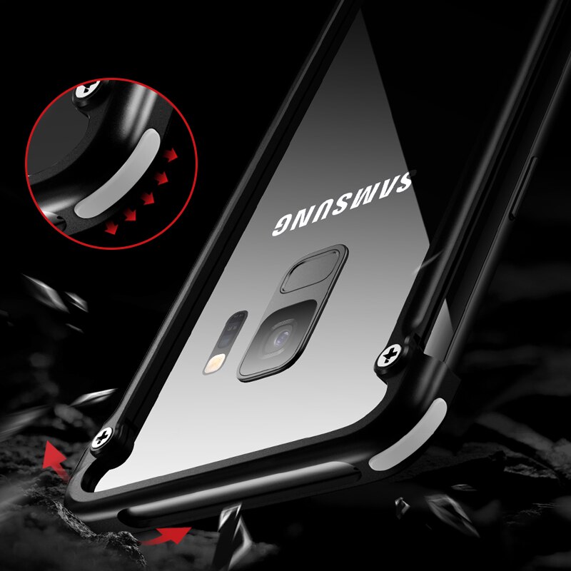 Oatsbasf airbag caso de metal para samsung galaxy s9 personalidade airbag escudo para galaxy s9 plus metal caso capa protetora