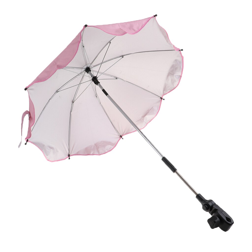 Foldable Summer Outdoor Beach Sunshade Umbrella Sun Protection Parasol Shelter All-weather with Universal Clamp Travel Anti-UV: Pink