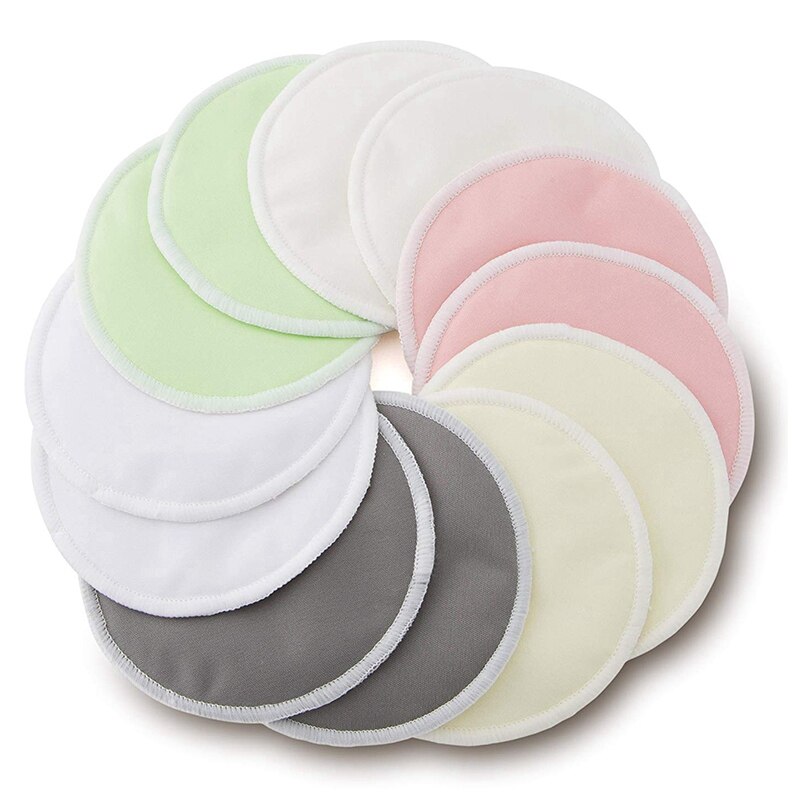 Almohadillas de lactancia de bambú orgánico (paquete de 12) con bolsa de lavandería adicional, cojín de lactancia lavable, supersuave, reutilizable e hipoalergénico