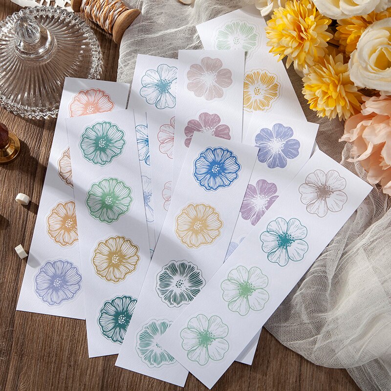 Retro Flower Sticker Book Material Paper Junk Journal Planner Craft Paper Scrapbooking Vintage Decorative DIY Craft Photo Albums
