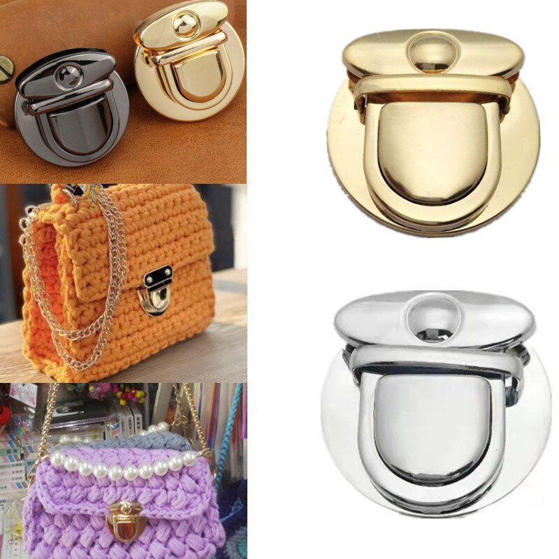 Hardware taske lås fange håndtaske snaplåse dreje vrid lås til skulder taske metal spænde gør det selv lukning låse tilbehør
