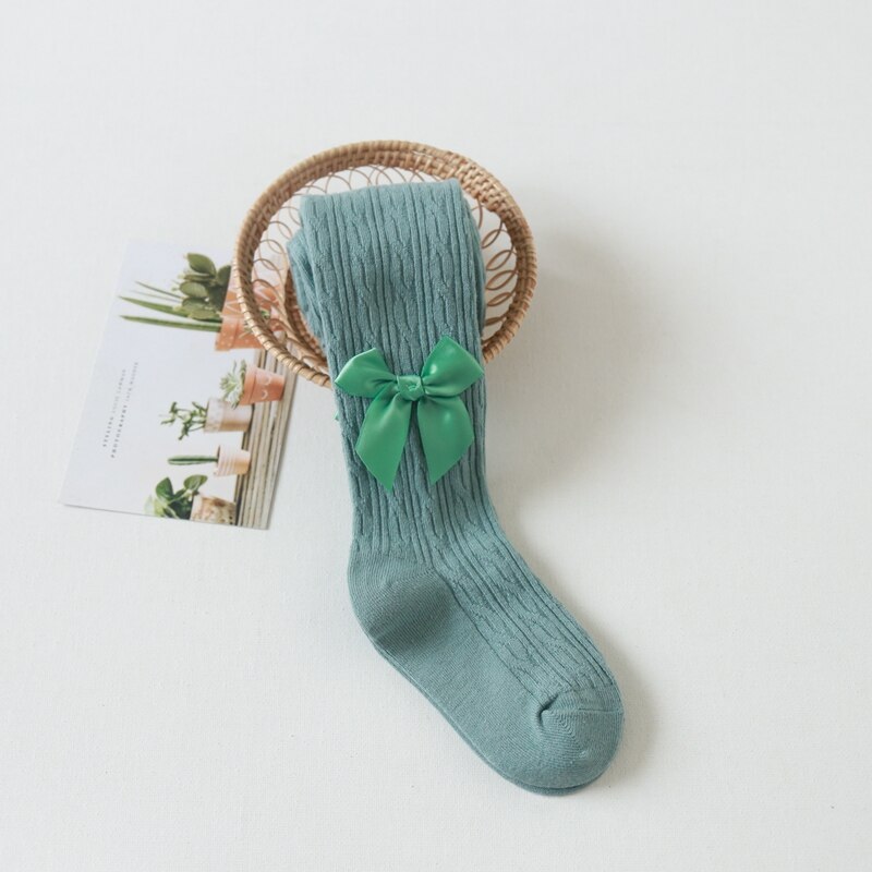 Kids Baby Meisjes Leuke Strik Panty Peuter Baby Kinderen Effen Panty Herfst Winter Leggings Kinderen Mooie Panty Voor 3-12Y: green / 3-5 Years