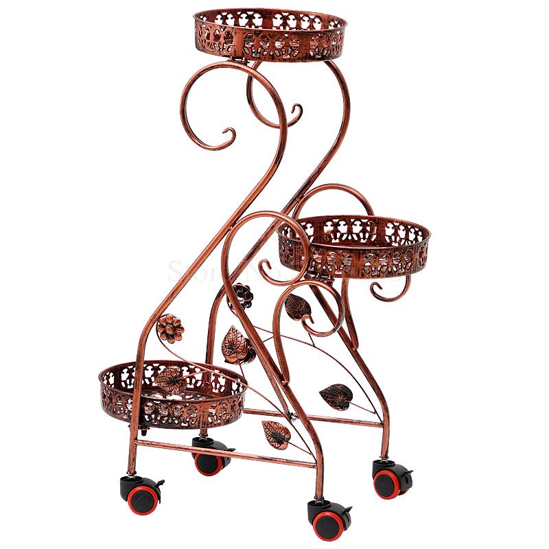 Iron flower stand rack multi-layer indoor balcony floor flower pot rack multi-function green rose hanging orchid shelf living