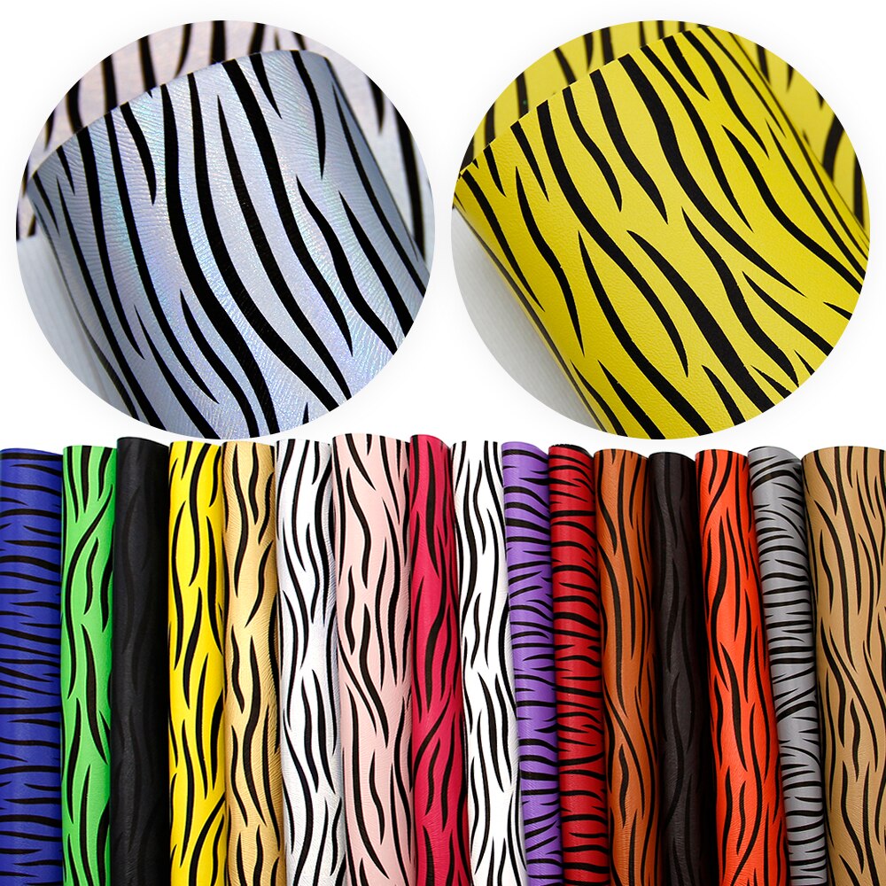 20*33cm motif zèbre tissu vinyle Faux cuir tissu feuille bricolage boucles d'oreilles arcs projets de sac à main, 1Yc8149