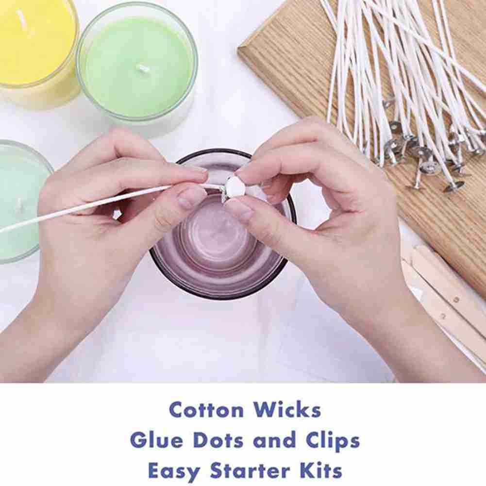 Kit de fabrication de bougies bricolage outils d'artisanat avec bougie faire verser Pot et cuillère, 100 pièces mèches de bougie et bougie mèches autocollant,