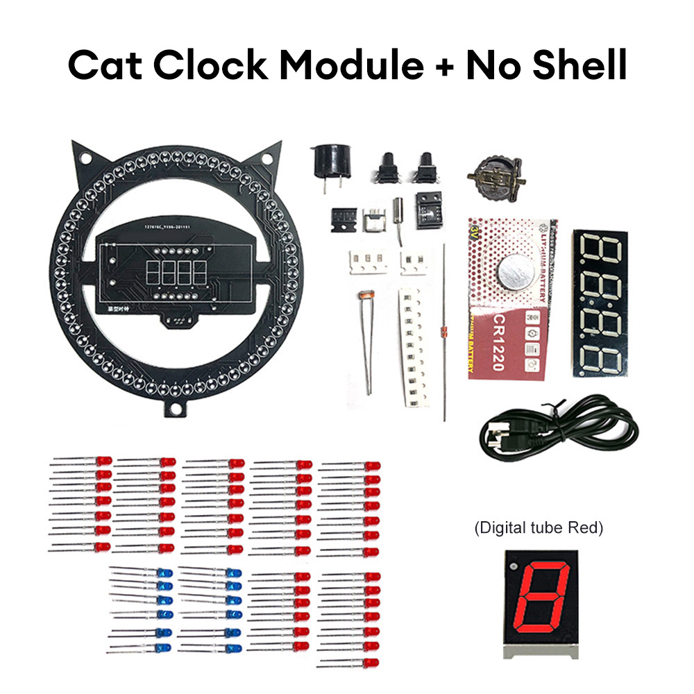 LED Fun Réveil DIY Électronique À Souder Kit Multi-fonction Horloge Lumière Contrôle Température Assemblée Kit De Soudage: Marron