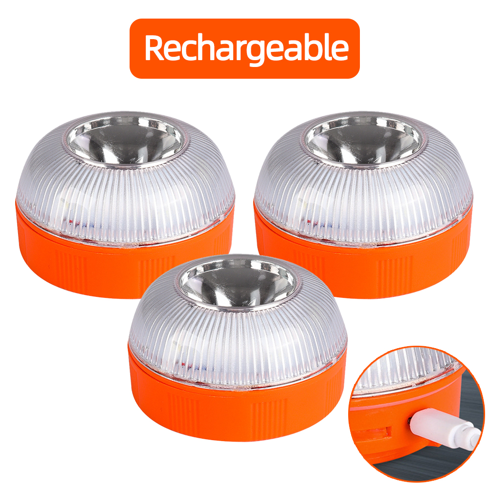 Luz de emergencia para coche, linterna LED recargable V16, luz estroboscópica de inducción magnética, lámpara de advertencia de tráfico para accidentes de carretera: 3 PCS