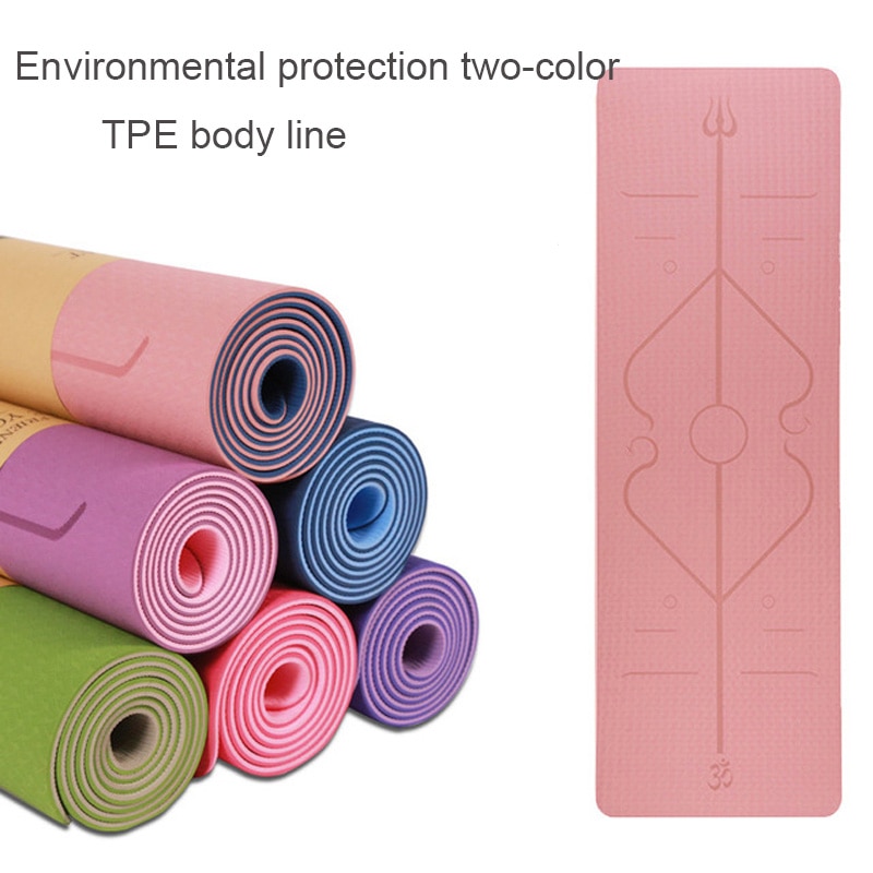 TPE Yoga Mat with Position Line Double-sided non-slip Carpet Mat For Beginner Environmental Fitness Gymnastics Mats 1830*610*6m