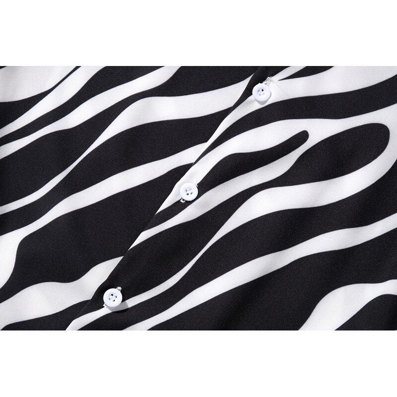 Herre zebra print skjorte afslappet strandprintede korte ærmer mænd kvinder hawaii oversize harajuku streetwear toppe