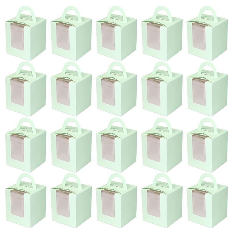 20 st söt mini kex godis låda enkel muffinslåda bärbar fönster cupcake låda mousse lera pudding flaska förpackningsmugg: Grön