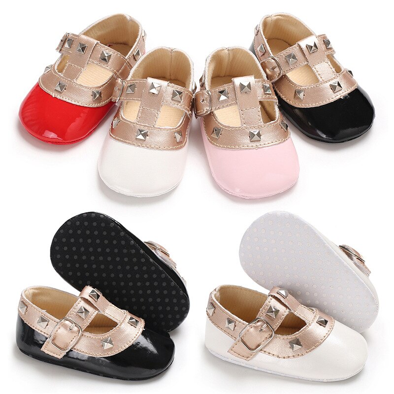 Stil vår nyfödda småbarn spädbarn flickor mjuka sneakers prinsessa pu läder babyskor småbarn söta skor 0-18m