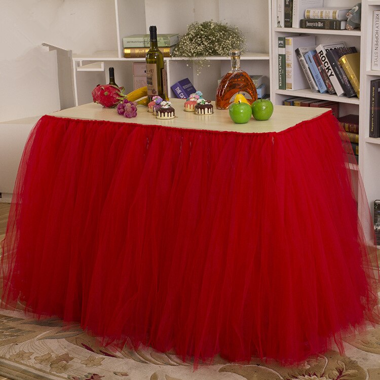 Färgglad bordskjol tyll duk för bröllop festival fest dekoration baby shower fest bord sockel hem textil: Stil 9