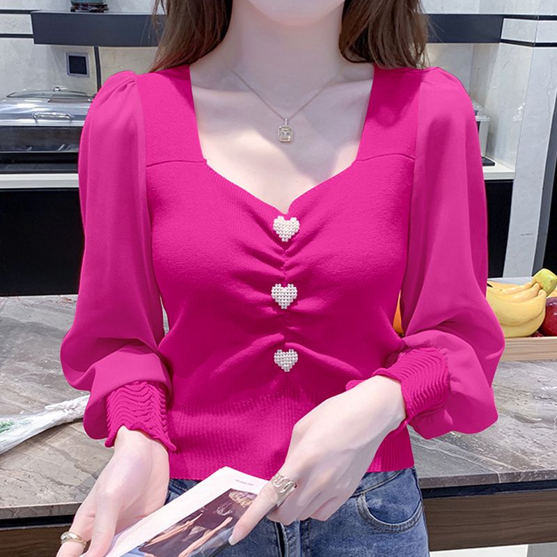 Spring Autumn Solid Color Sweater Women High Street Casual Long Sleeve Pullovers Patchwork All-match Tops: M / SKY BLUE