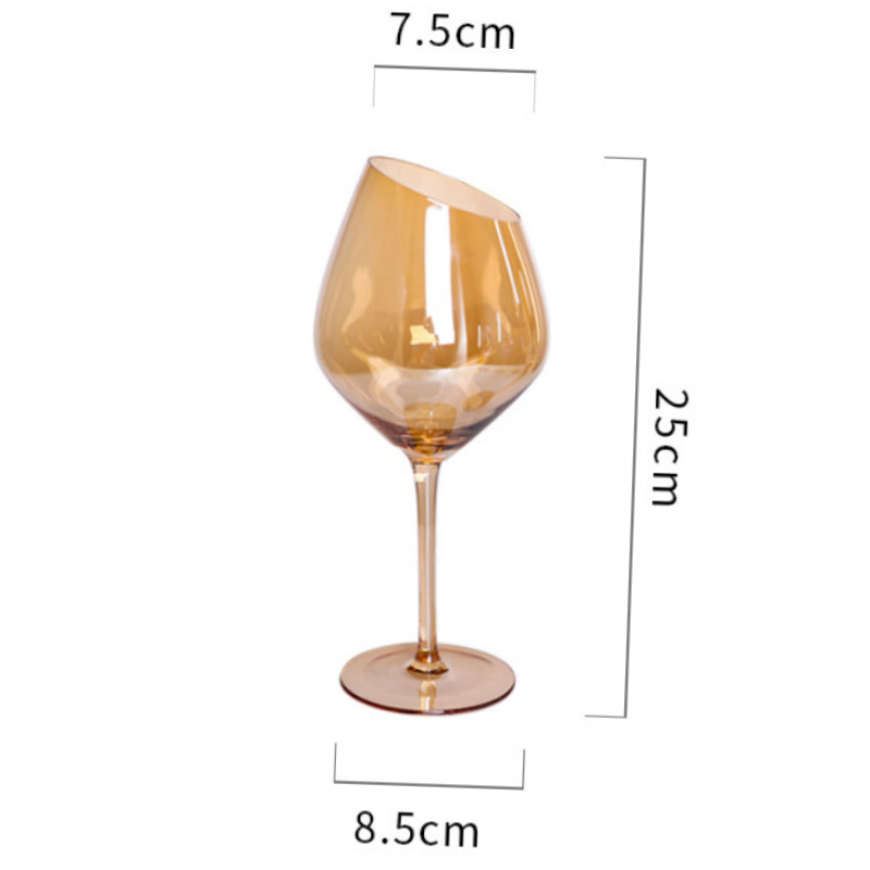 Copa de corte oblicuo de Arte de , Copa familiar de 200-600ml, Color arcoíris, gris ahumado, ámbar, vino tinto, champán, vino