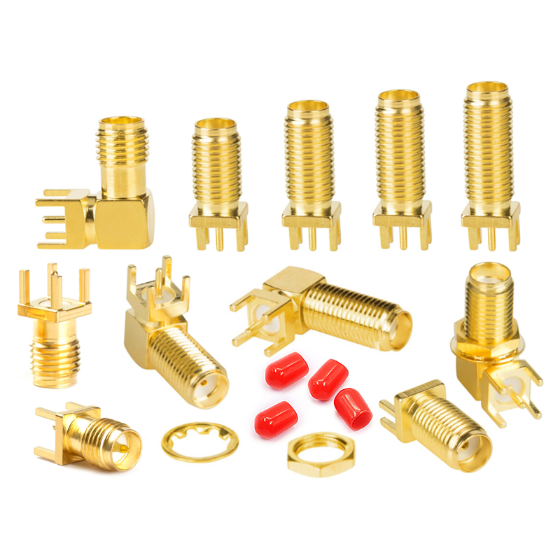 2Pcs SMA SMA-KE/KWE/KHD Female Jack Male Plug Adapter Solder Edge PCB Straight Right angle Mount RF Copper Connector Plug Socket