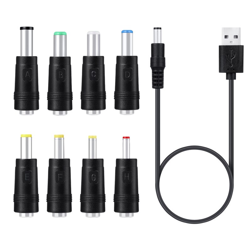 Universele Dc 5V Power Kabel Usb Naar Dc Plug Oplaadsnoer Met 8 Connectoren Adapter Voor Router Light Speaker