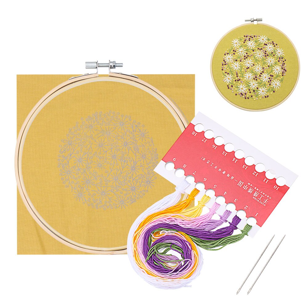 Starter Kit Stamped Threads Tools Embroidery KIt DIY Flowers Plants Sewing Craft Needlework Handwork Ribbon Painting Home Decor: 4