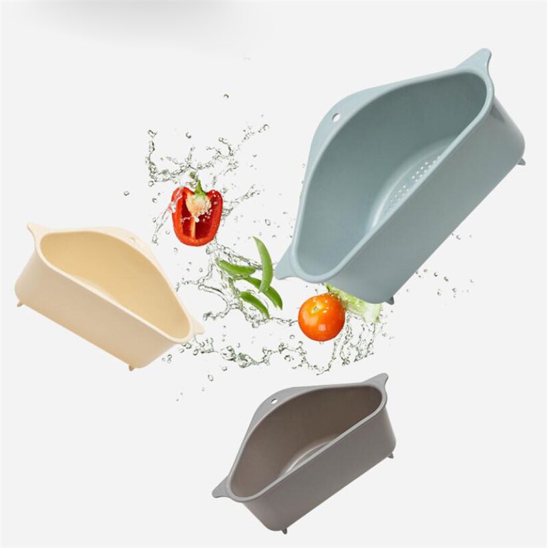 Trekantet vaskesil afløb grøntsagsafløbskurv sugekop svampestativ opbevaringsværktøj sink filterhylde køkkenartikler