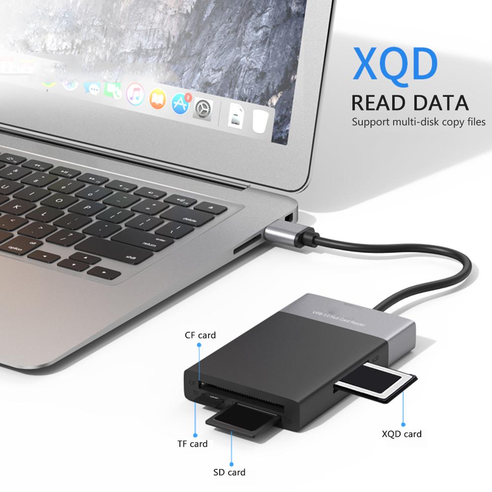 6 in 1 for XQD/CF/Secure Digital Card/TF/USB 3.0 card reader Multi Memory Card Reader USB 3.0 2 Port HUB Adapter for Sony XQD