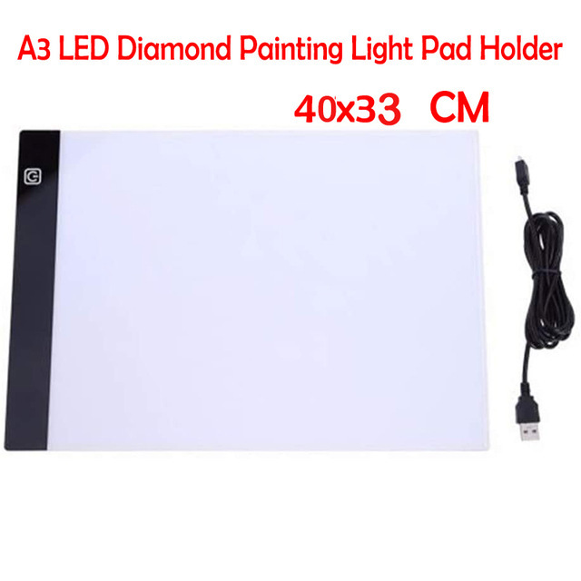 Tapis lumineux pour peinture diamant A5 A3 A4, avec LED, planche lumineuse, accessoires, Kits d&#39;outils, dessin, tablette graphique, croquis: a3 33x40cm
