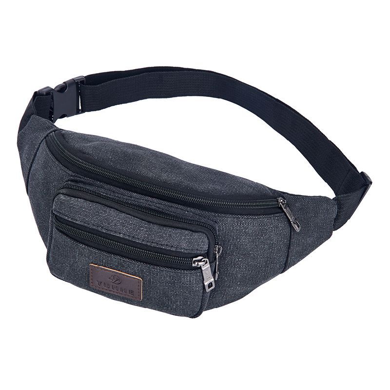 Canvas Travel Waist Belt Bag Women Fanny Pack Bumbag Lasies Outdoor Feni Bags Chest Bag Shoulder Waiste Beg Men Pouch Zipper: Dark Grey