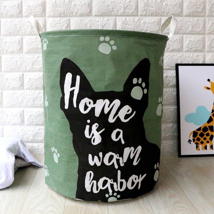 Cute Cat Dog Paw Large Folding Laundry Basket Cartoon Cat Storage Barrel Cotton Linen Dirty Clothes Hamper Toys Storage Basket: B