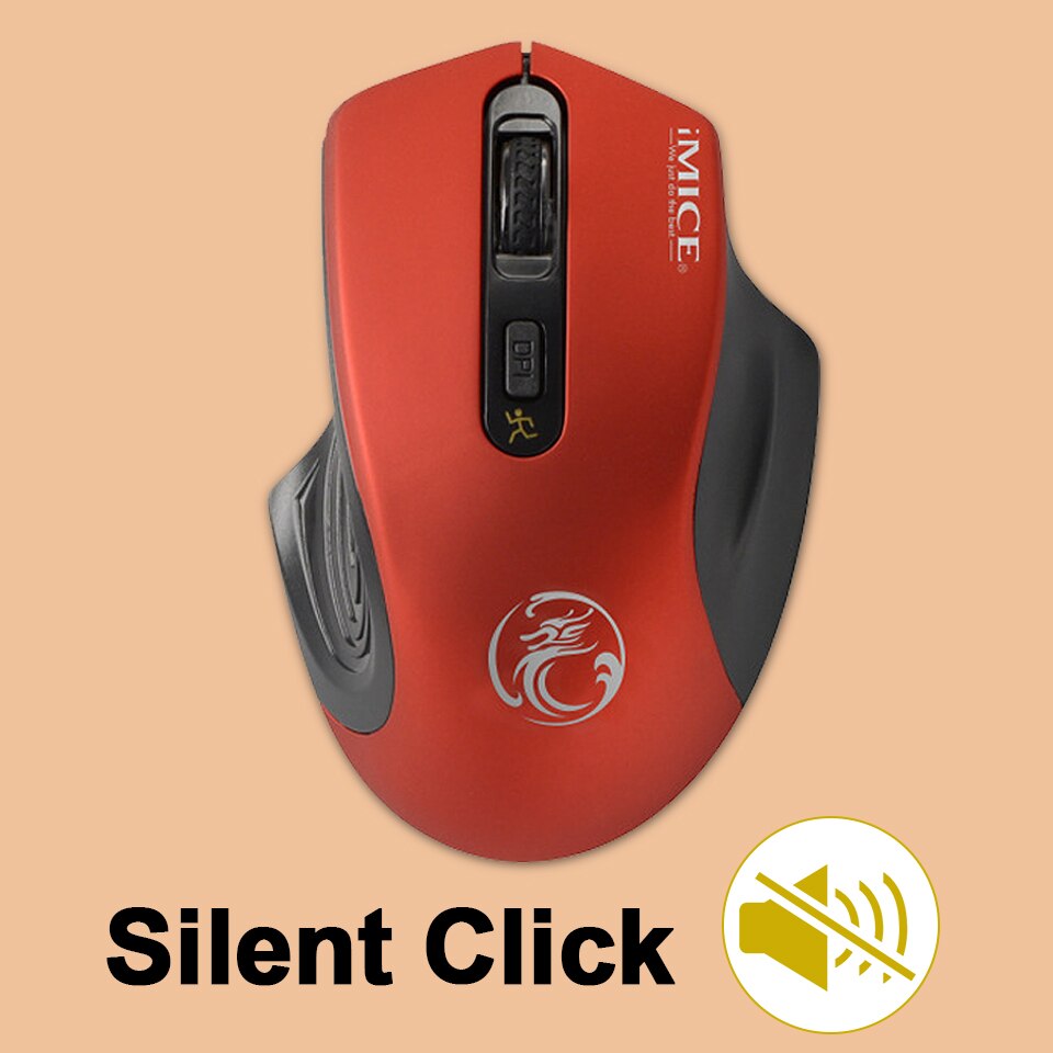 Wireless Mouse USB Computer Mouse Silent Ergonomic Mouse 2000 DPI Optical Mause Gamer Noiseless Mice Wireless For PC Laptop: Red Silent
