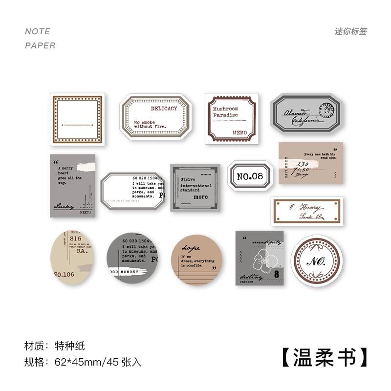 Bloc-Notes en papier Kraft Vintage, 45 pièces/paquet, bloc-Notes, bloc-Notes, décorations pour Scrapbooking, carnet de Notes, journal intime, Scrapbooking, étiquettes: D