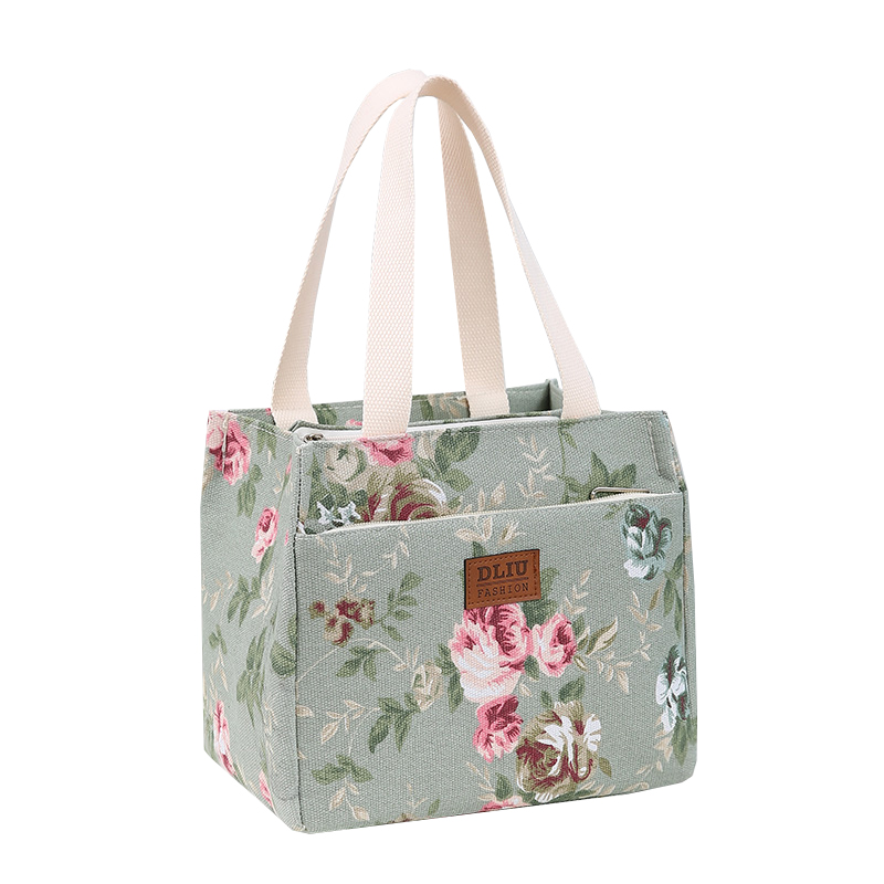 Insulation Bag Cooler Portable Ice Bag Print Multipurpose Lunch Bag Bento Bag Household Lunch Box Handbag: black