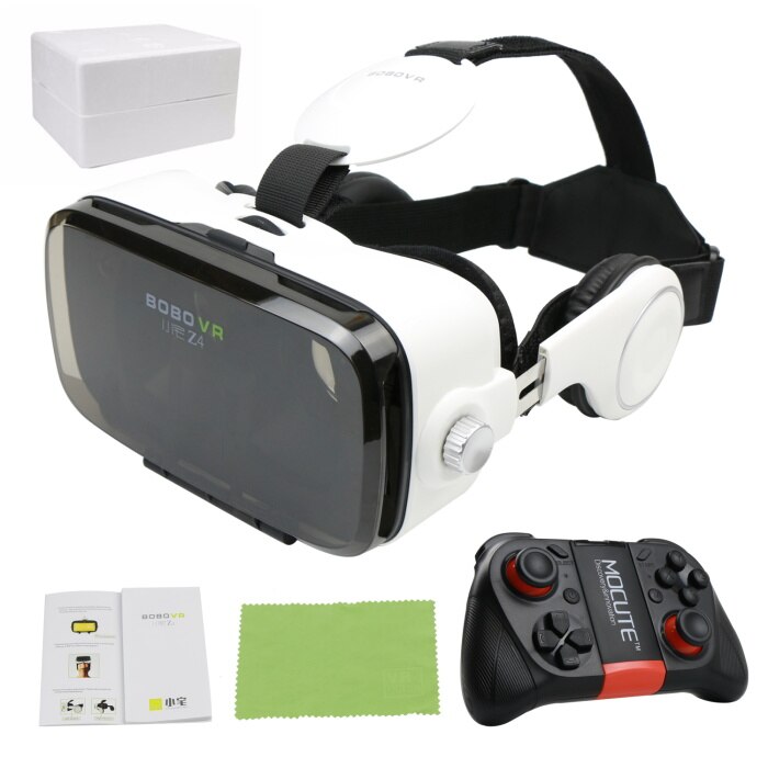 Offre spéciale! Google carton BOBOVR Z4 gafas realidad virtuel BOBO VR pour 4.7-6.2 pouces Smartphone + multifonction Bluetooth Gampad: White-050